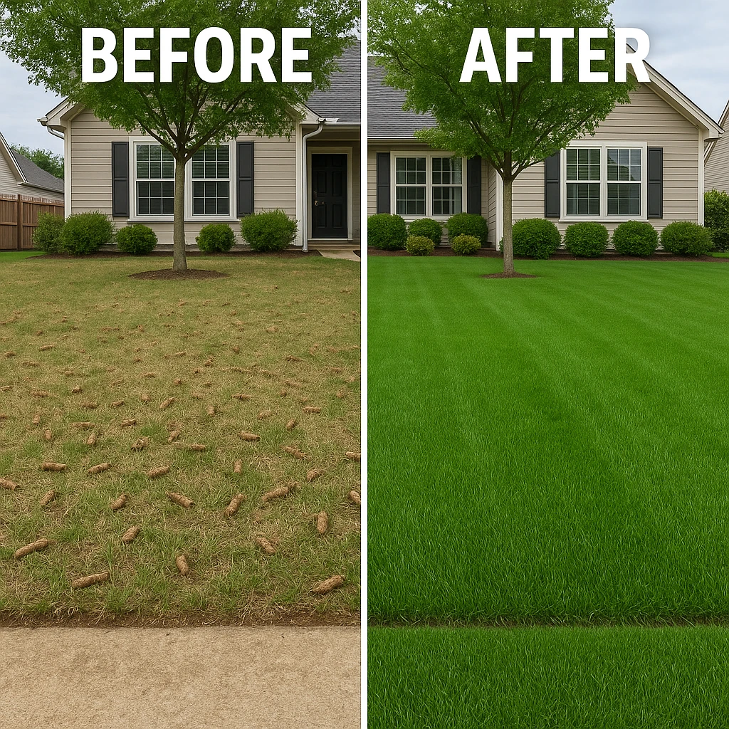 Worthy Landscaping Lawn Aeration service to relieve soil compaction and boost growth.