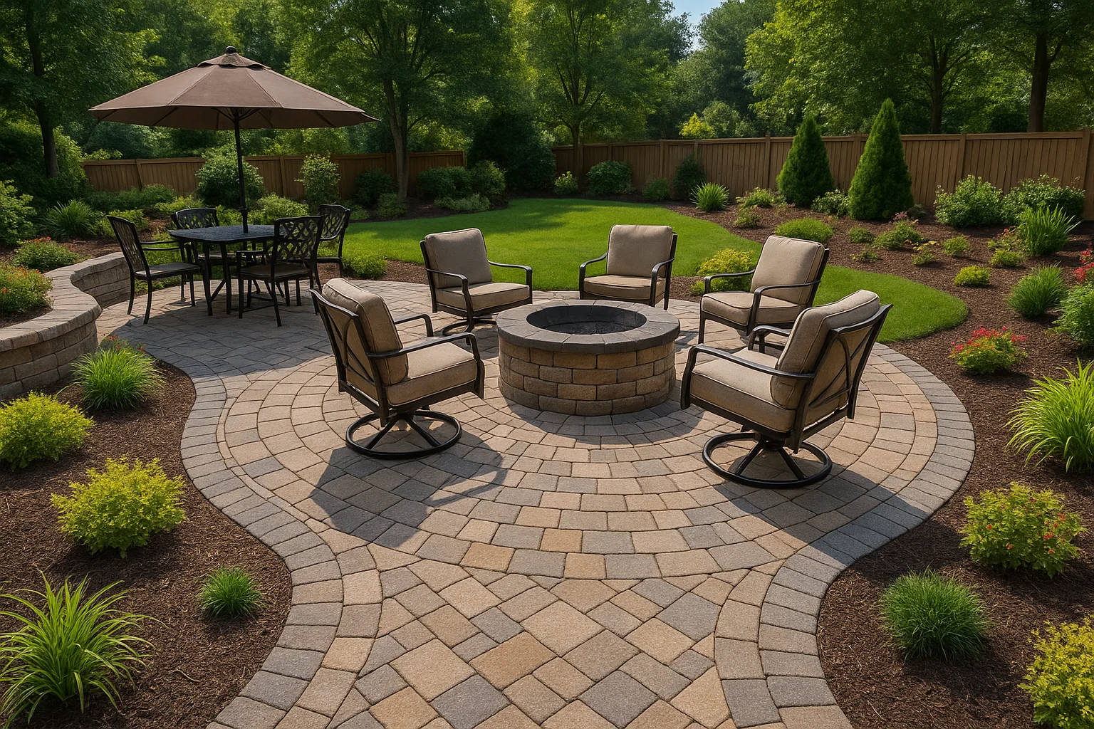 Worthy Landscaping installing a stone patio and steps for a Montgomery County home.