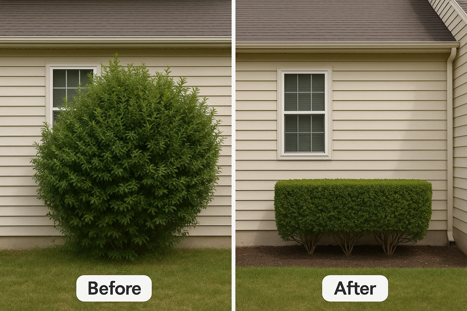 Before and after hedge trimming — Worthy Landscaping Bush & Shrub Trimming & Pruning in Montgomery County, PA