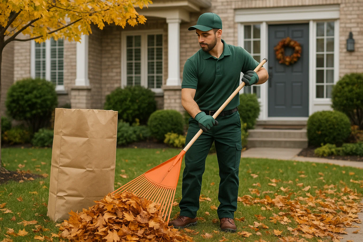 Curbside staging of leaves for township collection