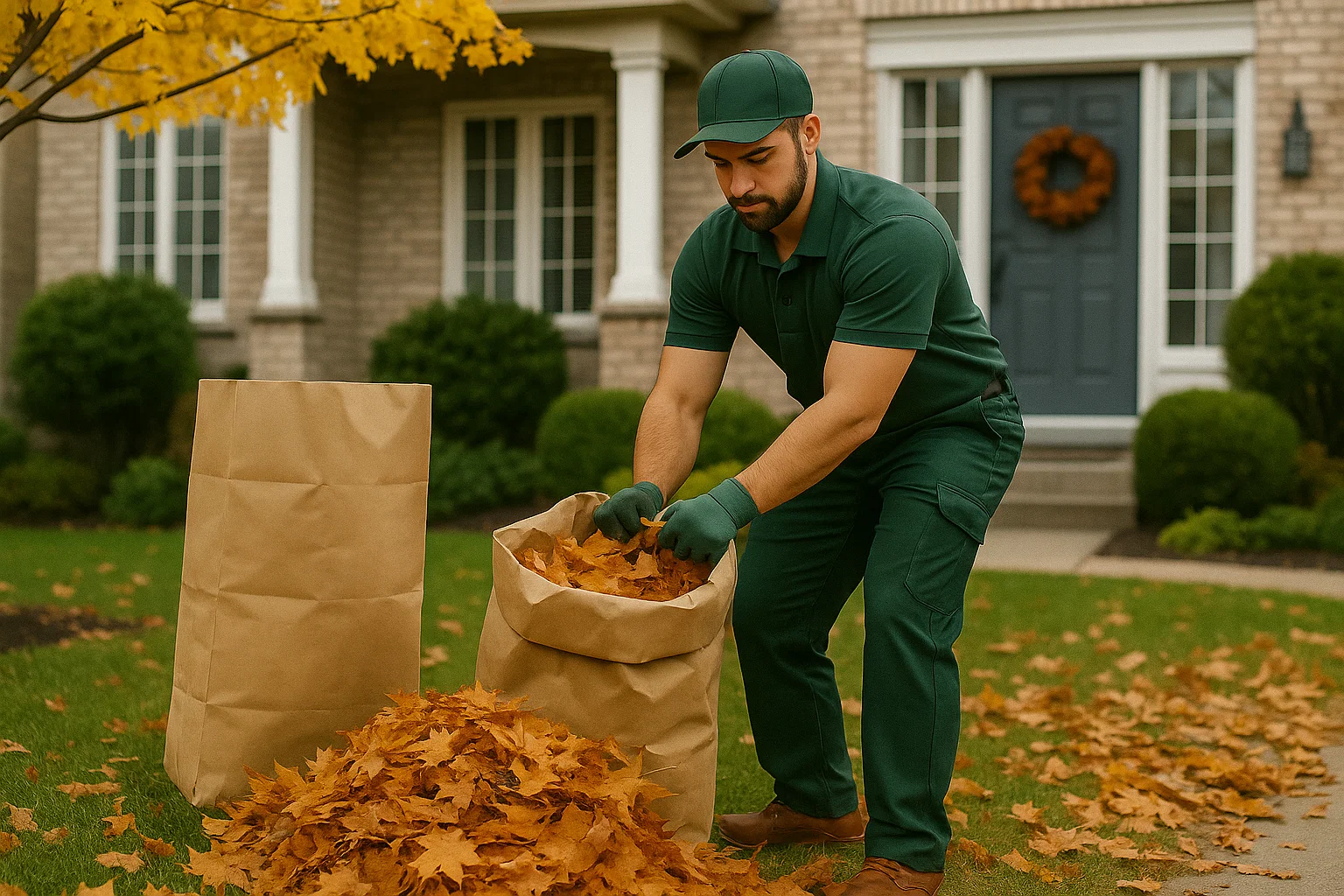 Clean, polished yard after fall leaf cleanup