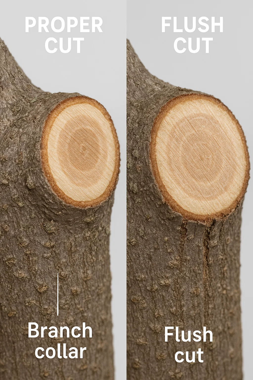 Proper pruning cut at the branch collar for clean healing — Worthy Landscaping shrub care, Montgomery County, PA