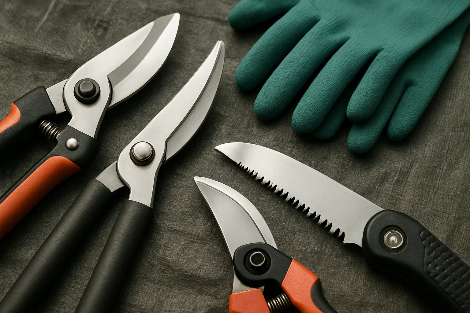 Clean, sharp pruning tools prepared for shrub and hedge trimming — Worthy Landscaping, Montgomery County, PA