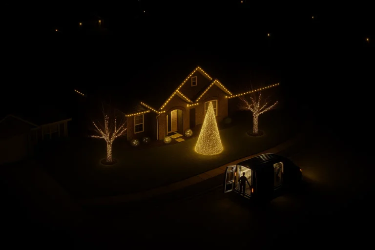 and service van at curb.