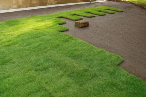 Close-up of interlocking sod patches forming a clean new edge during a Sod Installation Service by Worthy Landscaping in Montgomery County.