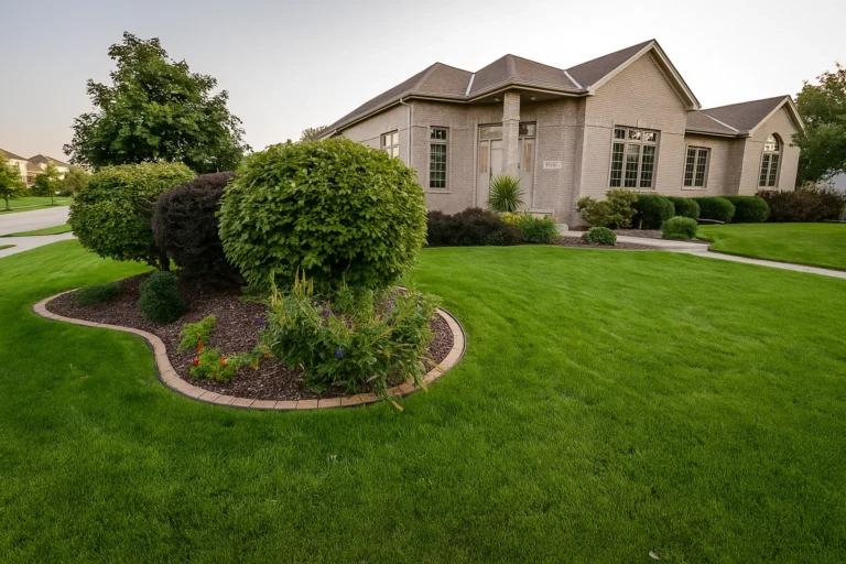 Front view of a Chester County PA client property maintained by Worthy Landscaping’s Bush & Shrub Trimming & Pruning Services.