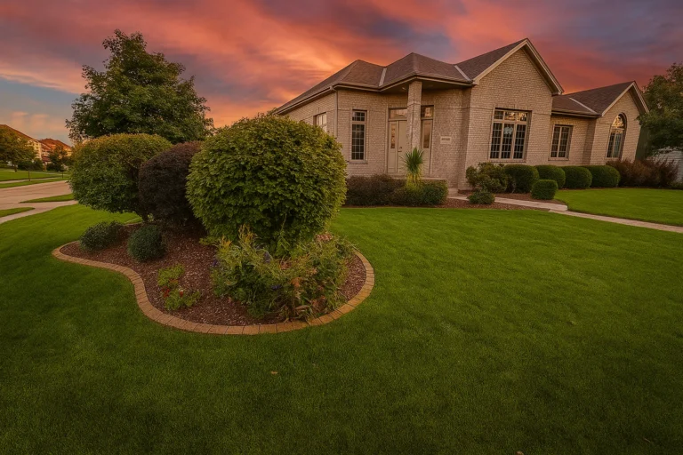 Front façade of a Chester County PA property showcasing Worthy Landscaping’s Bush & Shrub Trimming & Pruning Services.