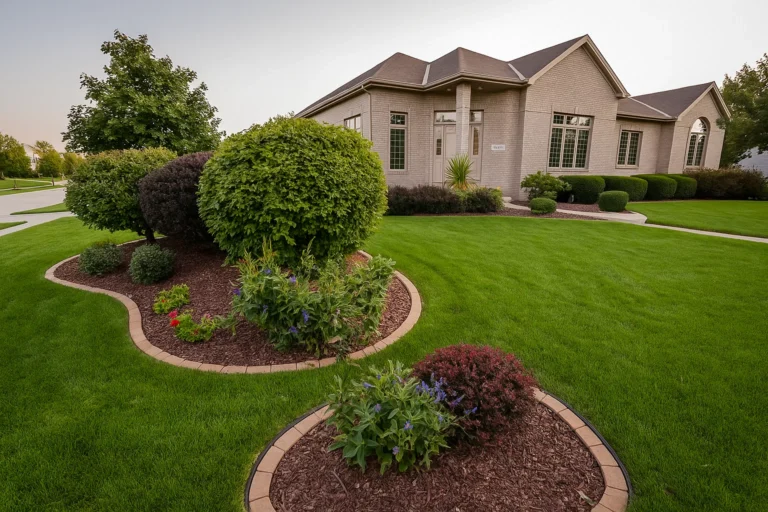 Front vista of a Chester County PA client property maintained by Worthy Landscaping’s Bush & Shrub Trimming & Pruning Services.