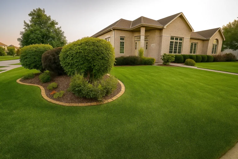 Front yard curb view of a Chester County PA home where Worthy Landscaping provides Bush & Shrub Trimming & Pruning Services.