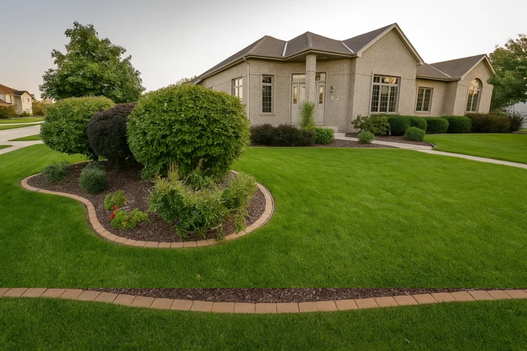 Curbside front view of a Chester County PA residence maintained by Worthy Landscaping’s Bush & Shrub Trimming & Pruning Services.