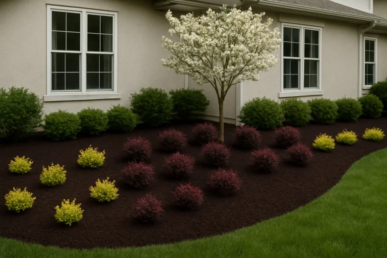 Neatly installed mulch ring under an oak tree enhancing the entire landscape. Mulching Services by Worthy Landscaping In Montgomery County.