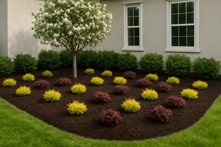 even mulch bed. Mulching Services by Worthy Landscaping In Montgomery County.