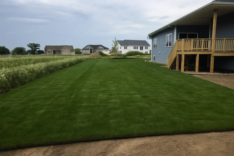 Mid-installation close-up of bare soil and rolled-out sod sections during a Sod Installation Service by Worthy Landscaping in Montgomery County.