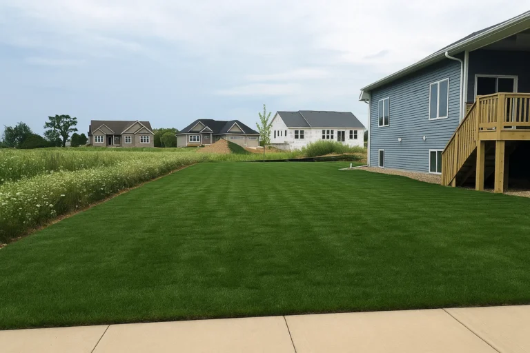 Partially installed sod following a curved planting bed edge during a Sod Installation Service by Worthy Landscaping in Montgomery County.