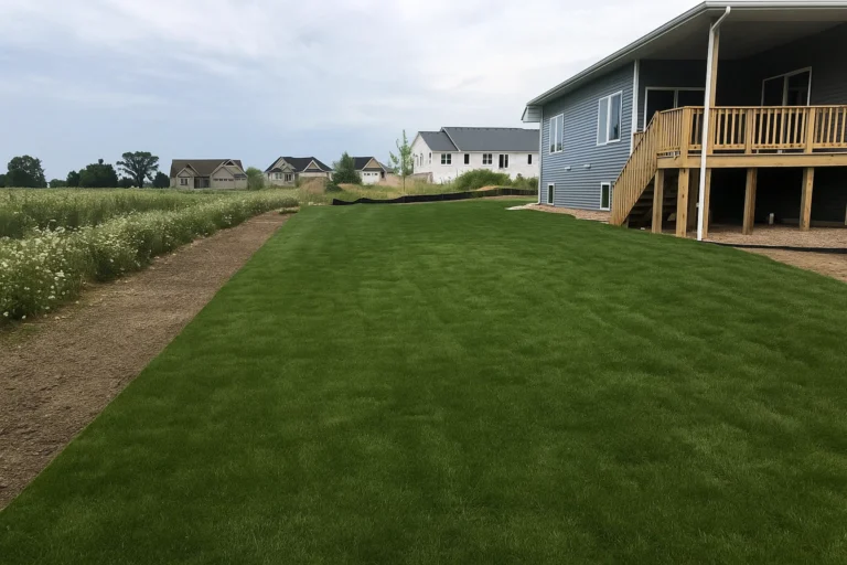 Half-finished sod installation with visible seams between old turf and new sod during a Sod Installation Service by Worthy Landscaping in Montgomery County.