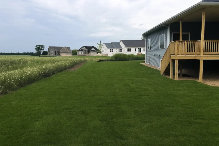 Prepped soil bed near a fence awaiting final sod coverage during a Sod Installation Service by Worthy Landscaping in Montgomery County.