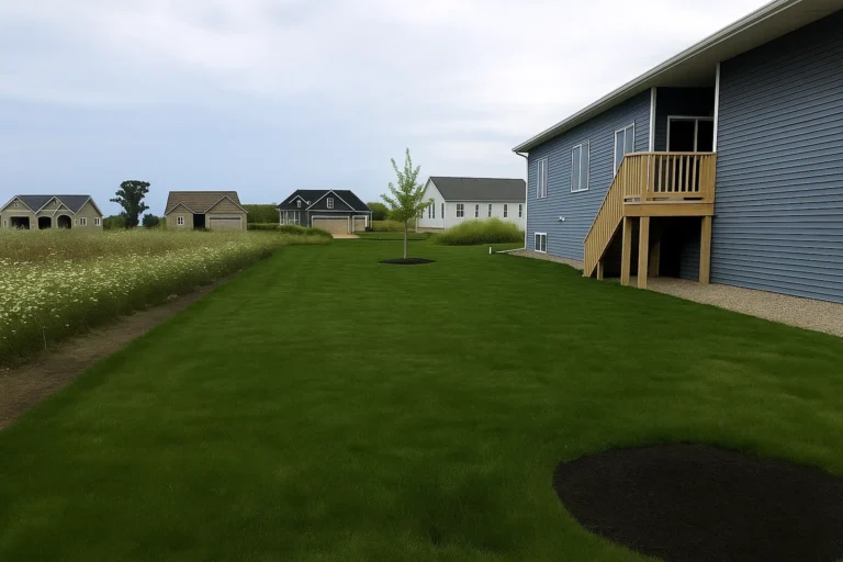 new sod extending toward the backyard after a Sod Installation Service by Worthy Landscaping in Montgomery County.