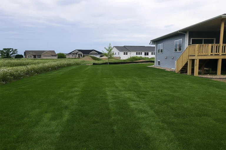 crisp lawn along the side of a home after a Sod Installation Service by Worthy Landscaping in Montgomery County.