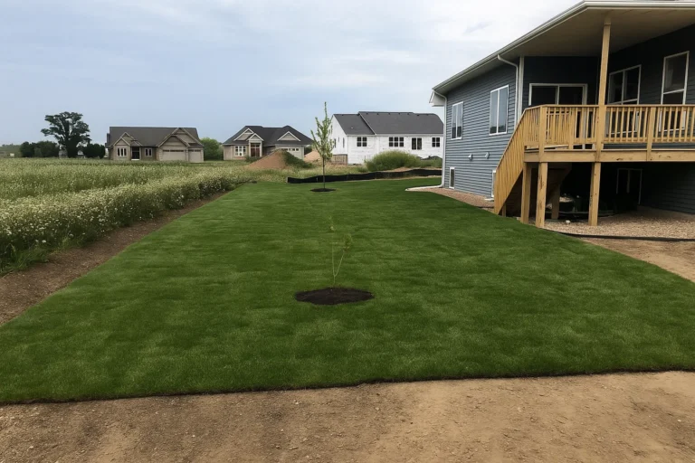 Detail of interlocking sod seams on a side yard slope during a Sod Installation Service by Worthy Landscaping in Montgomery County.
