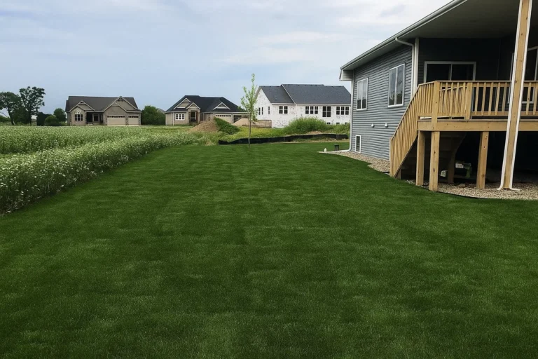 Partially laid sod wrapping around a side walkway during a Sod Installation Service by Worthy Landscaping in Montgomery County.