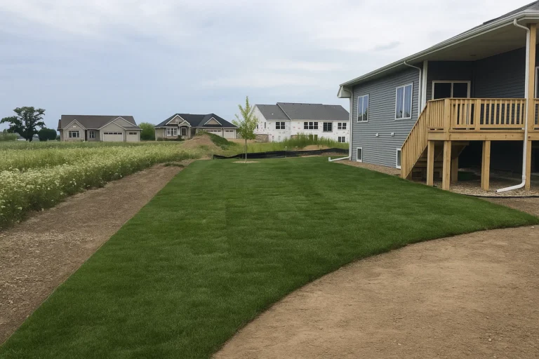 Partially completed sod layout with visible staggered seams during a Sod Installation Service by Worthy Landscaping in Montgomery County.