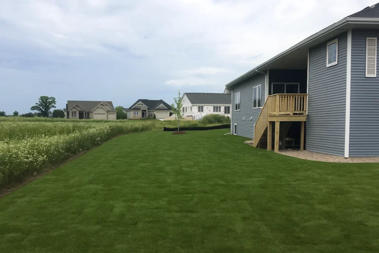 Midway look at uneven lawn being reshaped and readied for sod during a Sod Installation Service by Worthy Landscaping in Montgomery County.