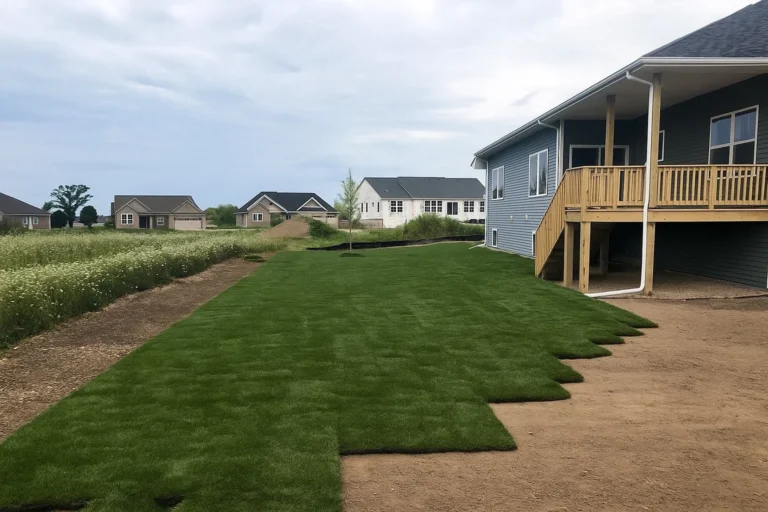 Finished sod installation highlighting straight mowing lines after a Sod Installation Service by Worthy Landscaping in Montgomery County.