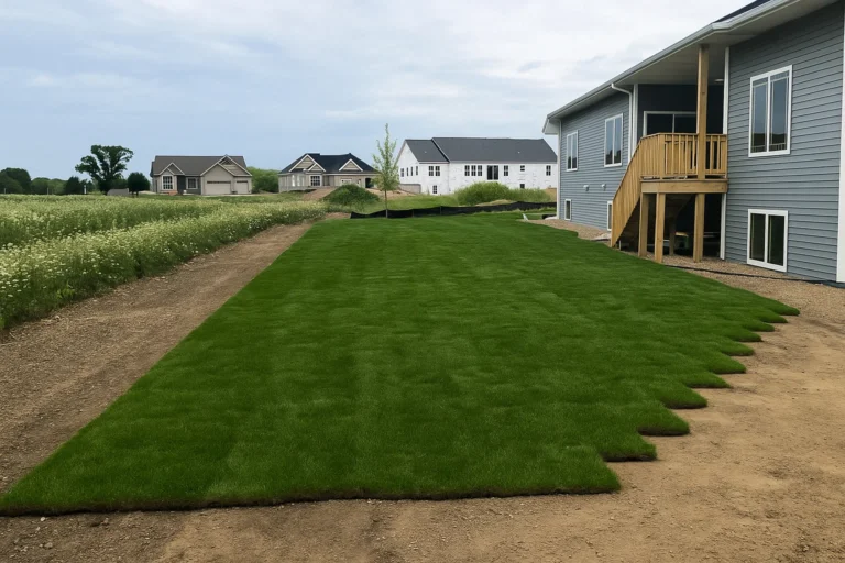 Halfway-through sod project showing exposed soil and partially removed turf during a Sod Installation Service by Worthy Landscaping in Montgomery County.