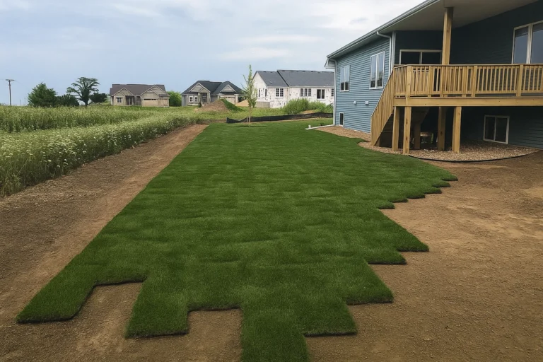 Completed sod creating a steady