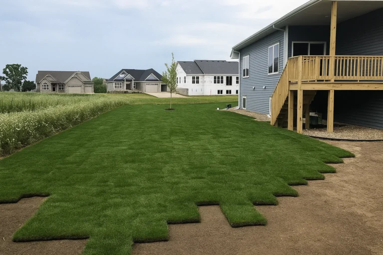 uniform grass surface stretching along the side of a property after a Sod Installation Service by Worthy Landscaping in Montgomery County.