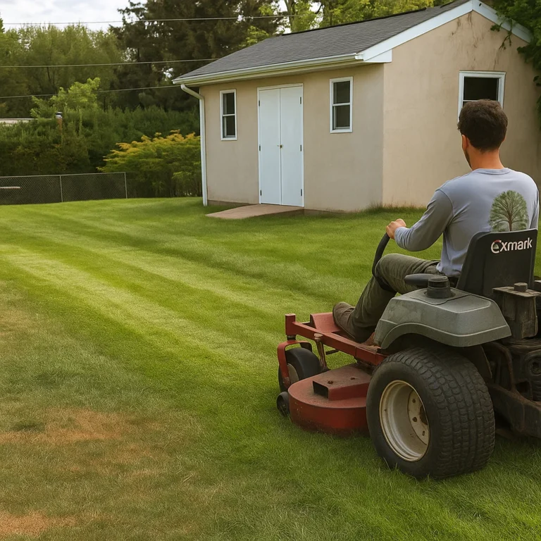 creating a precise edge along a curved mulch bed beside ornamental stones.
