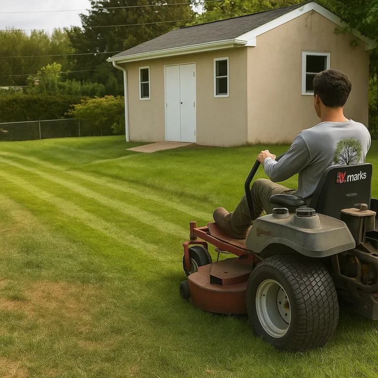 reshaping an overgrown garden edge so the lawn meets the mulch in a smooth curve.