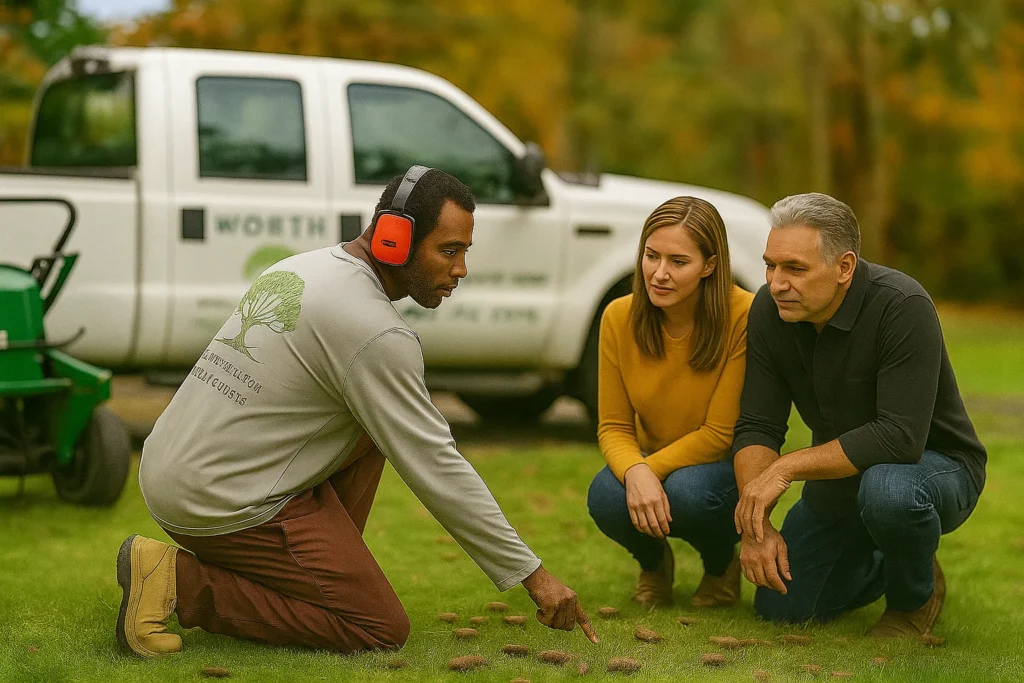 resilient lawn after multiple aeration passes and fresh seed.