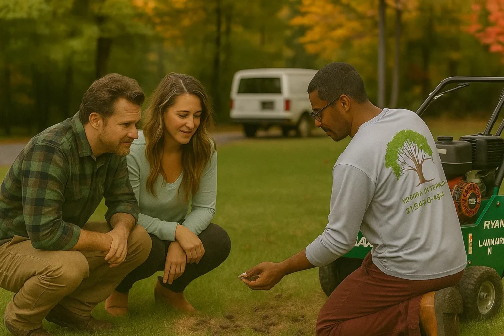green surface after aeration and seed.