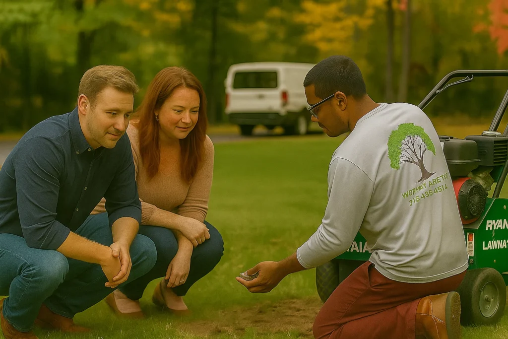 newly aerated and seeded space weeks after treatment.