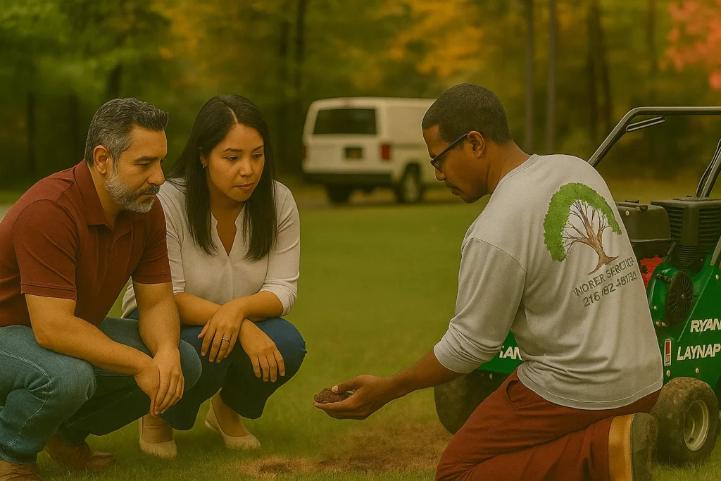 even lawn after core aeration.