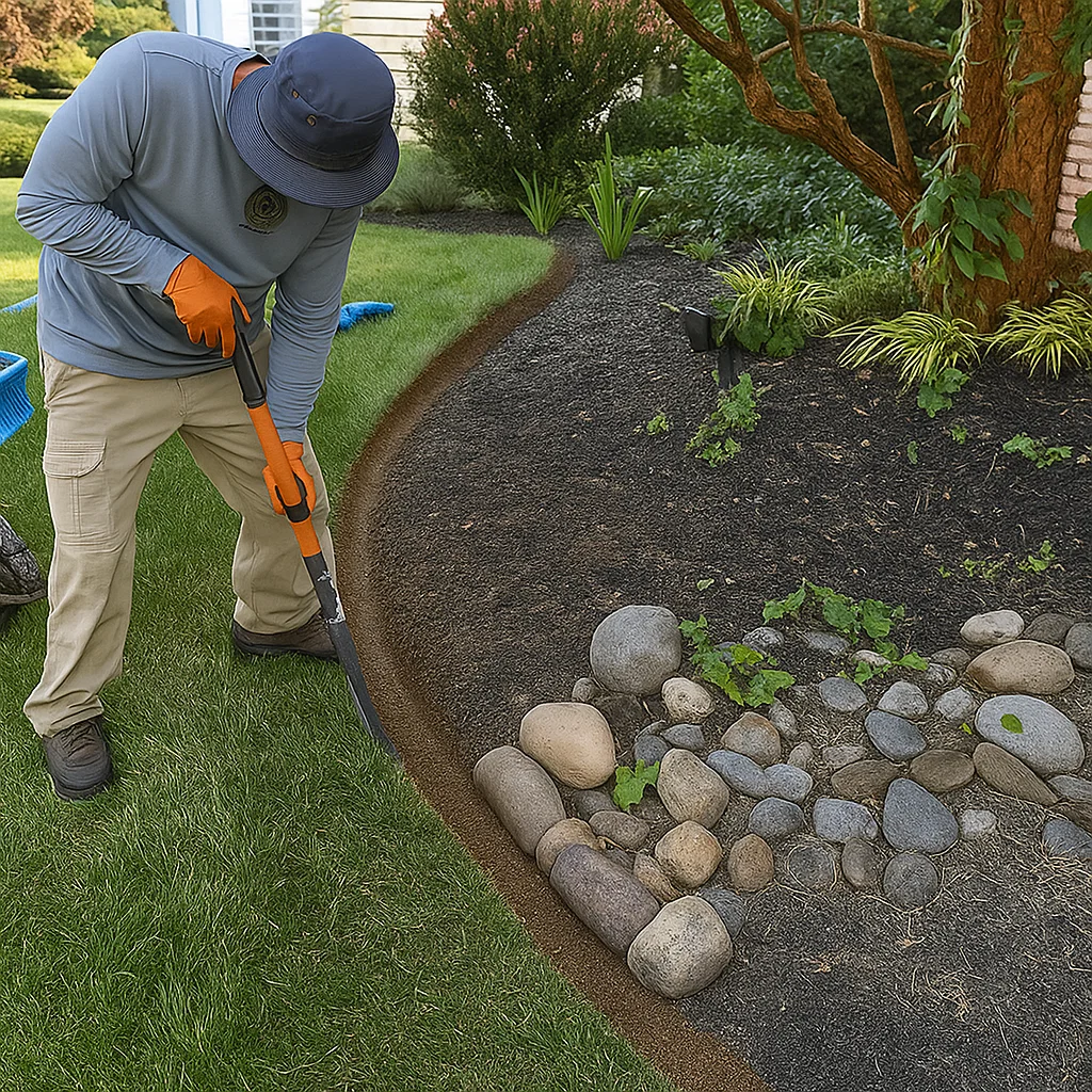 showing contrast between greener treated sections and older areas as everything is cut evenly.