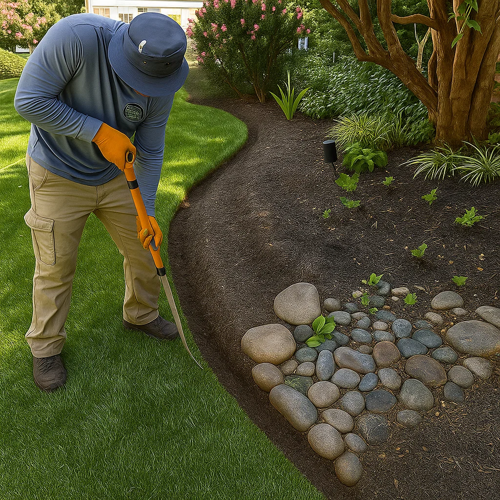 mower heading back toward the house