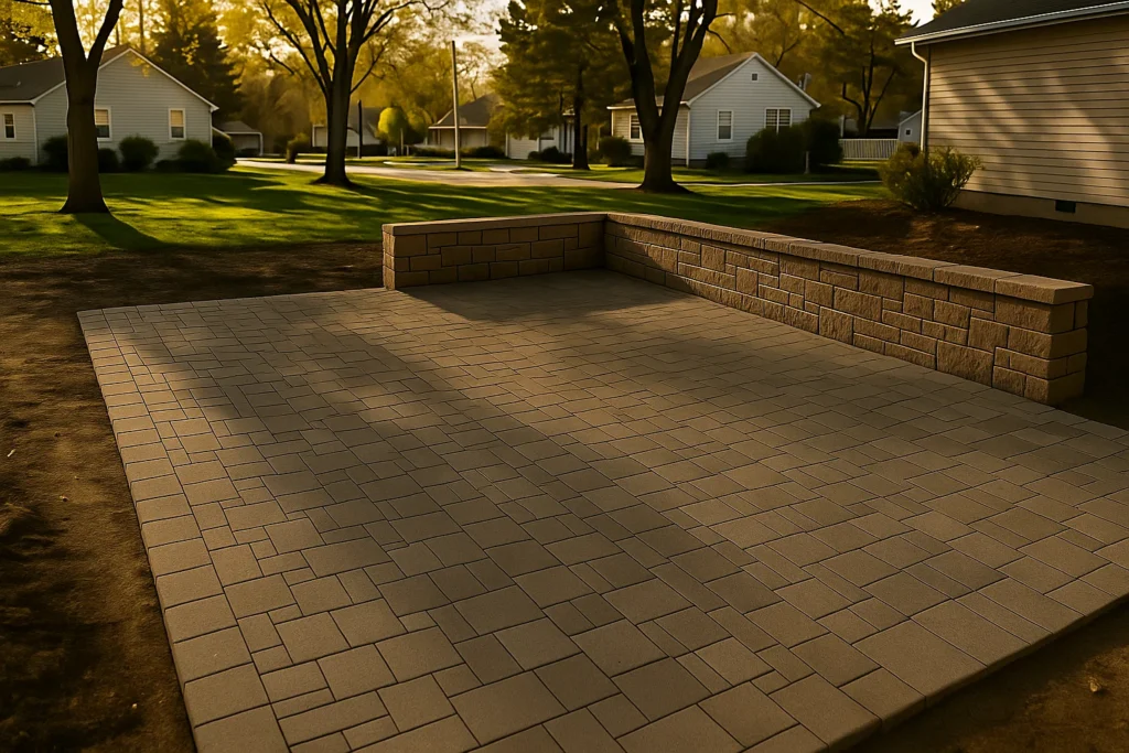 Hardscaping Services by Worthy Landscaping in Chester County featuring a straight paver walkway along the side of a home