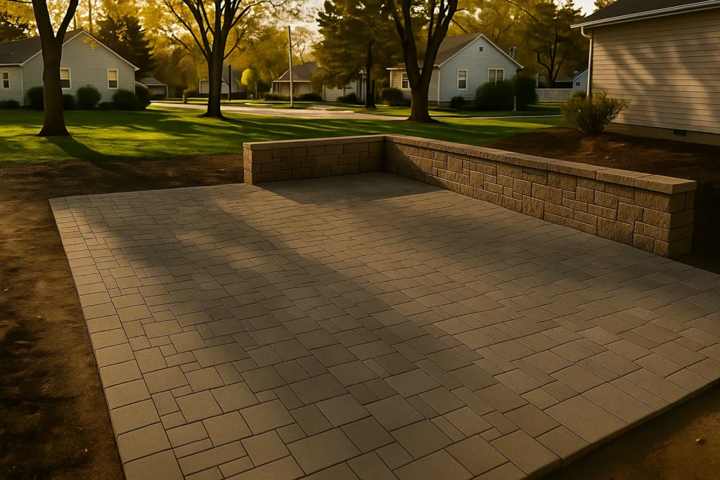 while a leaf blower and hoses rest nearby.