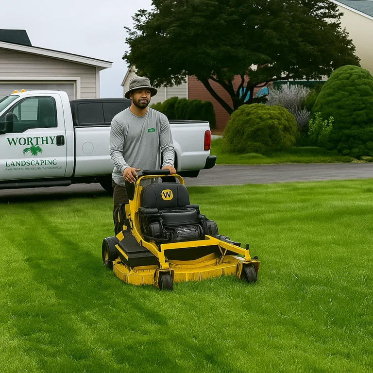 alternating mowing directions to highlight striping patterns and add visual depth.