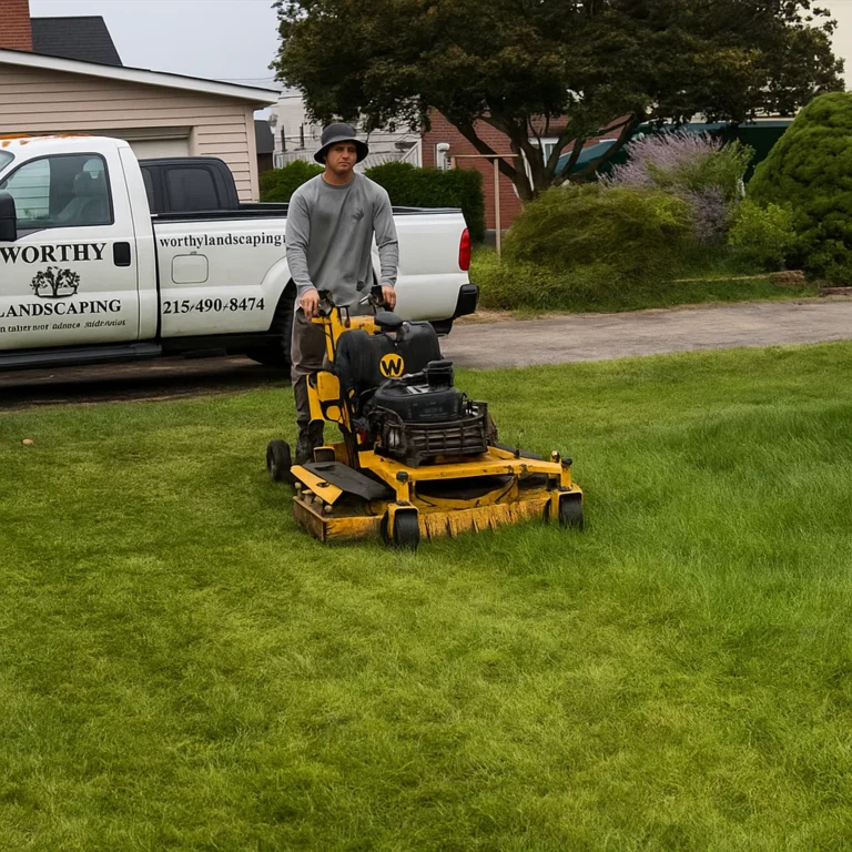 defining a soil edge between turf and decorative river rocks to refresh the landscape.