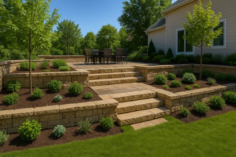 bordered with river rock