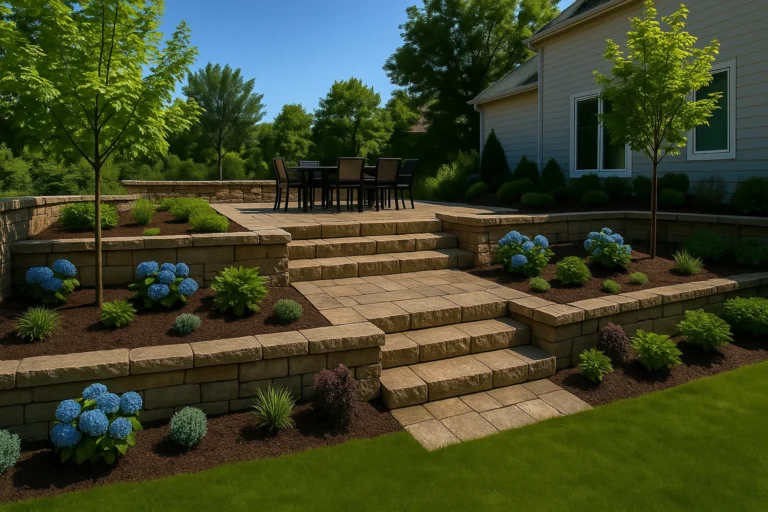 and small shrubs around the outdoor AC unit.