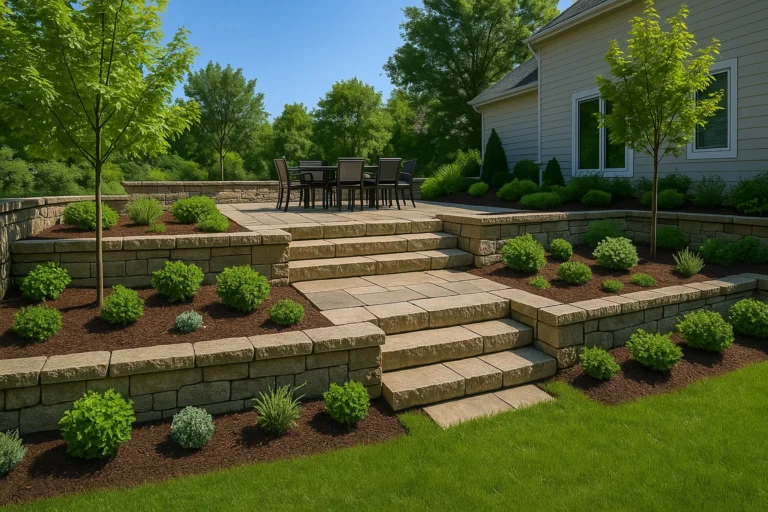 bordered by river rock