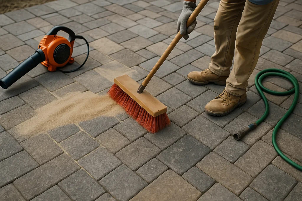 and low-maintenance shrubs near the AC unit.