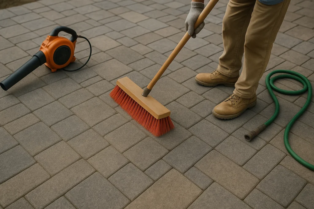 bordered by river rock beds