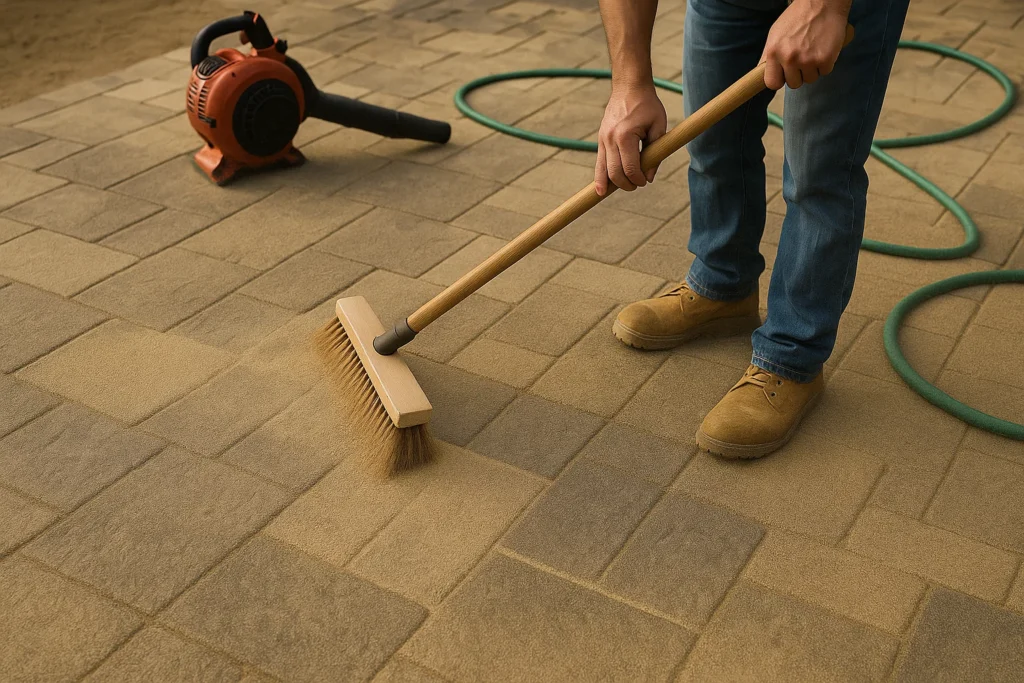 Hardscaping Services by Worthy Landscaping in Chester County showcasing a side-yard walkway of pavers between the home and fence