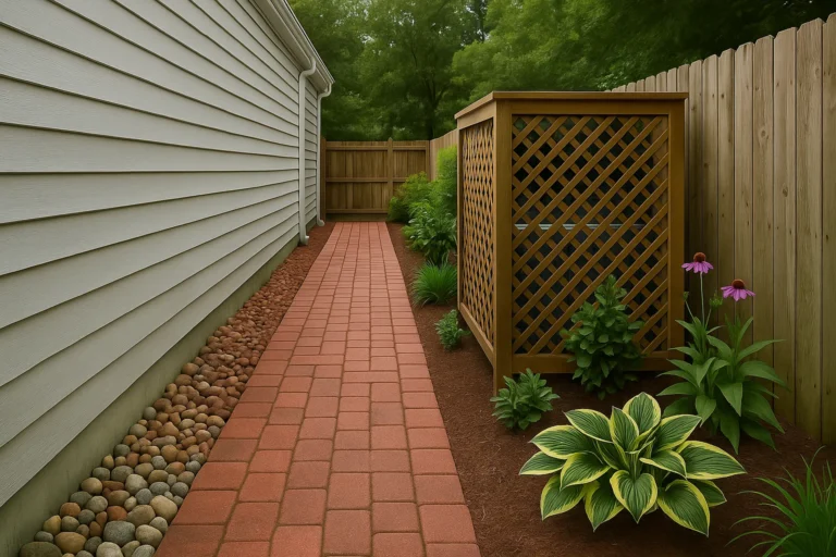 lined with smooth river rock